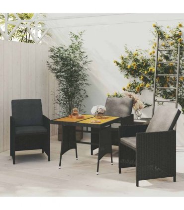 vidaXL Garden Table Black 70x70x72 cm Poly Rattan & Solid Acacia Wood