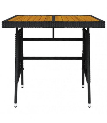 vidaXL Garden Table Black 70x70x72 cm Poly Rattan & Solid Acacia Wood
