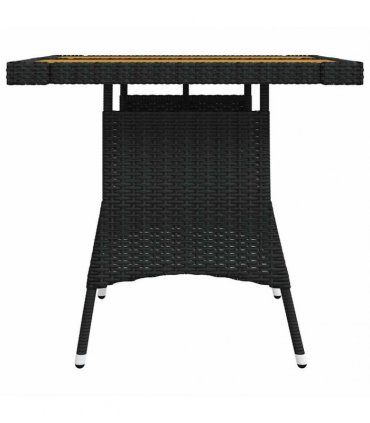 vidaXL Garden Table Black 70x70x72 cm Poly Rattan & Solid Acacia Wood