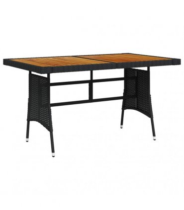vidaXL Garden Table Black 130x70x72 cm Poly Rattan & Solid Acacia Wood