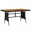 vidaXL Garden Table Black 130x70x72 cm Poly Rattan & Solid Acacia Wood