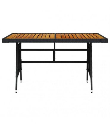 vidaXL Garden Table Black 130x70x72 cm Poly Rattan & Solid Acacia Wood