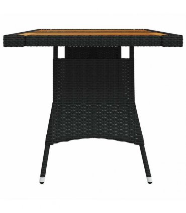 vidaXL Garden Table Black 130x70x72 cm Poly Rattan & Solid Acacia Wood