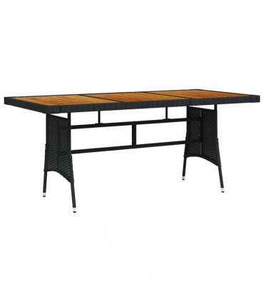 vidaXL Garden Table Black 160x70x72 cm Poly Rattan & Solid Acacia Wood