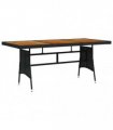 vidaXL Garden Table Black 160x70x72 cm Poly Rattan & Solid Acacia Wood