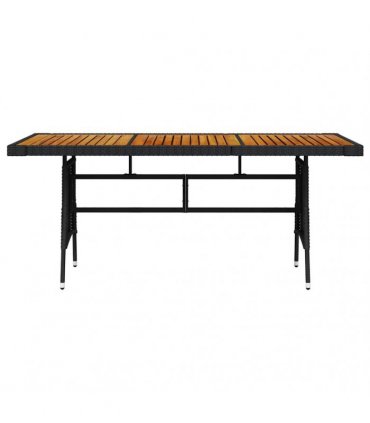 vidaXL Garden Table Black 160x70x72 cm Poly Rattan & Solid Acacia Wood