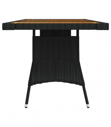 vidaXL Garden Table Black 160x70x72 cm Poly Rattan & Solid Acacia Wood
