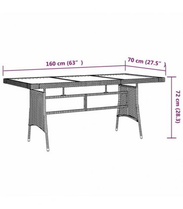 vidaXL Garden Table Black 160x70x72 cm Poly Rattan & Solid Acacia Wood