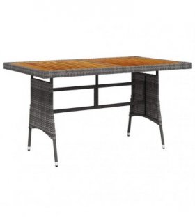 vidaXL Garden Table Grey 130x70x72 cm Poly Rattan & Solid Acacia Wood
