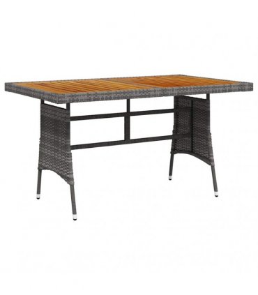 vidaXL Garden Table Grey 130x70x72 cm Poly Rattan & Solid Acacia Wood