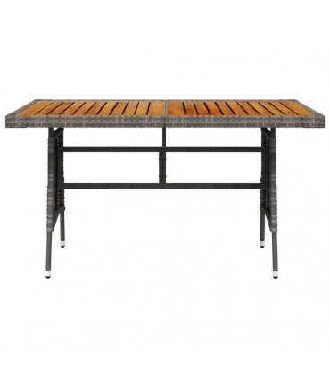 vidaXL Garden Table Grey 130x70x72 cm Poly Rattan & Solid Acacia Wood