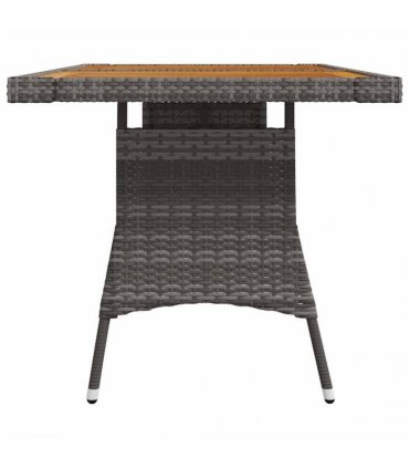 vidaXL Garden Table Grey 130x70x72 cm Poly Rattan & Solid Acacia Wood