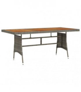 vidaXL Garden Table Grey 160x70x72 cm Poly Rattan & Solid Acacia Wood