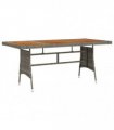 vidaXL Garden Table Grey 160x70x72 cm Poly Rattan & Solid Acacia Wood
