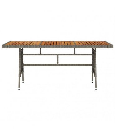 vidaXL Garden Table Grey 160x70x72 cm Poly Rattan & Solid Acacia Wood