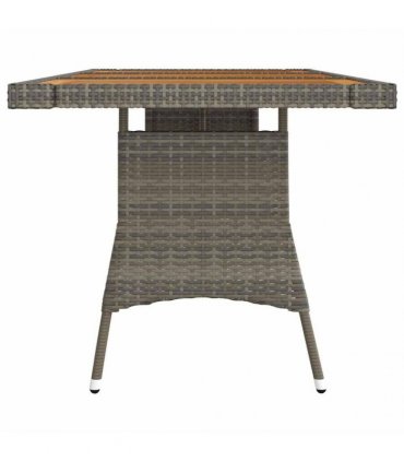 vidaXL Garden Table Grey 160x70x72 cm Poly Rattan & Solid Acacia Wood
