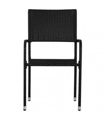 vidaXL Garden Dining Chairs 2 pcs Stackable Black Poly Rattan
