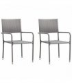 vidaXL Garden Dining Chairs 2 pcs Stackable Grey Poly Rattan