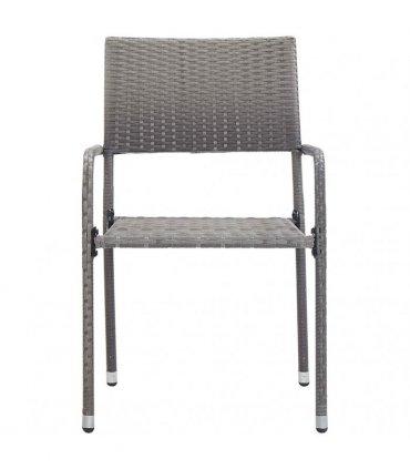 vidaXL Garden Dining Chairs 2 pcs Stackable Grey Poly Rattan