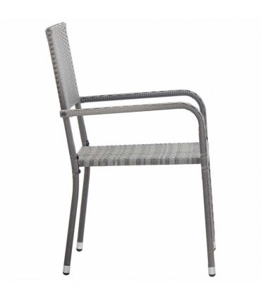 vidaXL Garden Dining Chairs 2 pcs Stackable Grey Poly Rattan