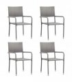 vidaXL Garden Dining Chairs 4 pcs Stackable Grey Poly Rattan