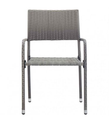 vidaXL Garden Dining Chairs 4 pcs Stackable Grey Poly Rattan