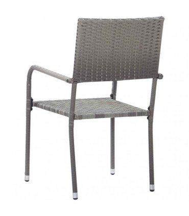 vidaXL Garden Dining Chairs 4 pcs Stackable Grey Poly Rattan