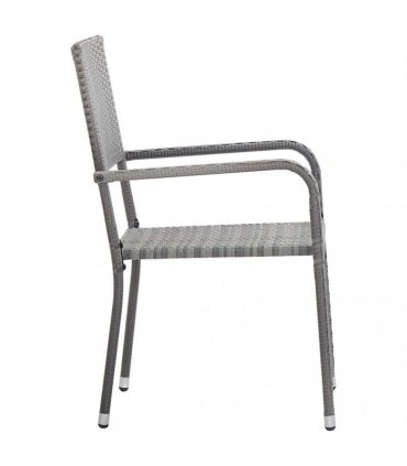 vidaXL Garden Dining Chairs 4 pcs Stackable Grey Poly Rattan