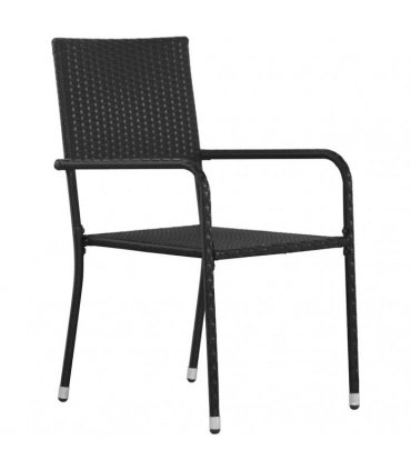 vidaXL Garden Dining Chairs 6 pcs Stackable Black Poly Rattan