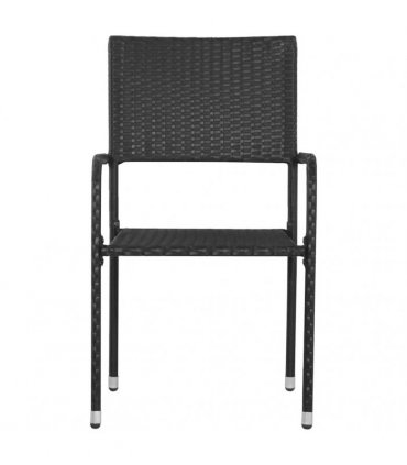 vidaXL Garden Dining Chairs 6 pcs Stackable Black Poly Rattan