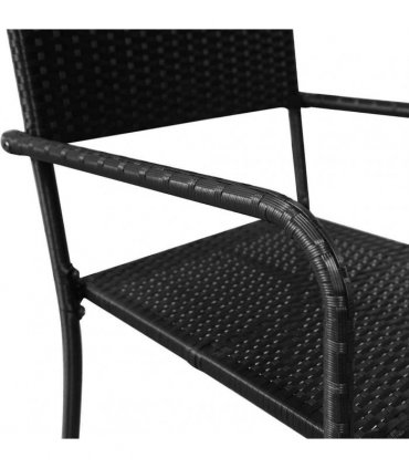 vidaXL Garden Dining Chairs 6 pcs Stackable Black Poly Rattan