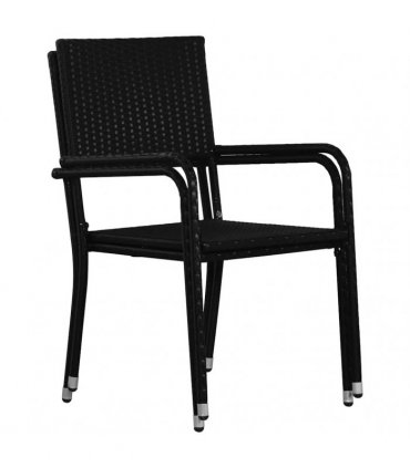 vidaXL Garden Dining Chairs 6 pcs Stackable Black Poly Rattan