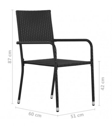 vidaXL Garden Dining Chairs 6 pcs Stackable Black Poly Rattan