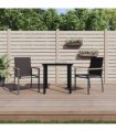 vidaXL 3 Piece Garden Dining Set Black Textilene and Steel