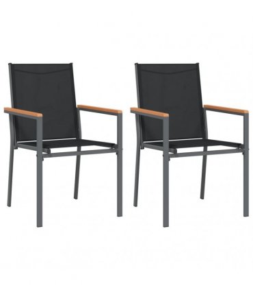 vidaXL 3 Piece Garden Dining Set Black Textilene and Steel