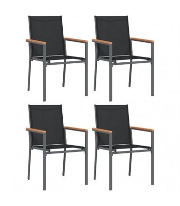 vidaXL 5 Piece Garden Dining Set Black Textilene and Steel