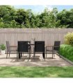 vidaXL 7 Piece Garden Dining Set Black Textilene and Steel