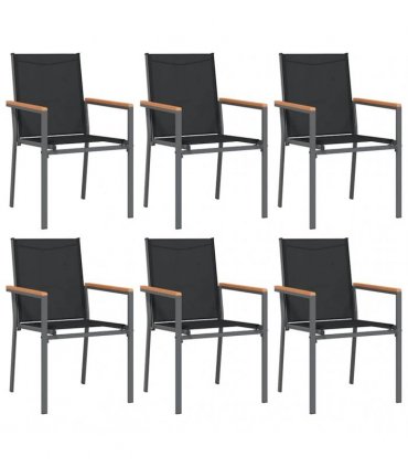vidaXL 7 Piece Garden Dining Set Black Textilene and Steel