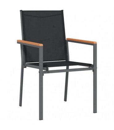 vidaXL 7 Piece Garden Dining Set Black Textilene and Steel