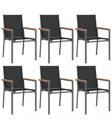 vidaXL 7 Piece Garden Dining Set Black Textilene and Steel