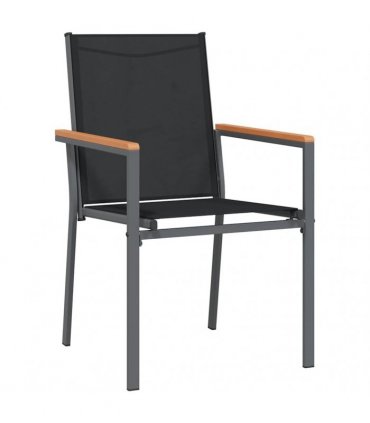 vidaXL 7 Piece Garden Dining Set Black Textilene and Steel