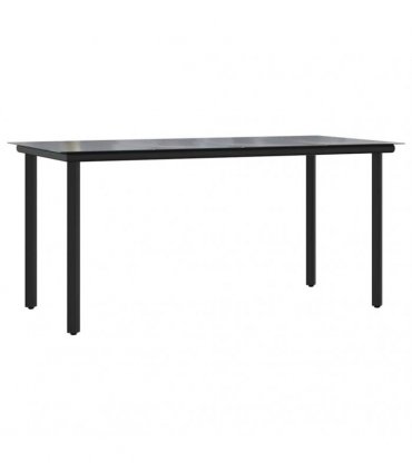 vidaXL 7 Piece Garden Dining Set Black Textilene and Steel
