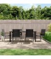 vidaXL 7 Piece Garden Dining Set Black Textilene and Steel
