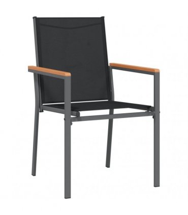 vidaXL 9 Piece Garden Dining Set Black Textilene and Steel