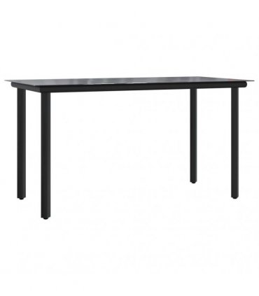 vidaXL 9 Piece Garden Dining Set Black Textilene and Steel