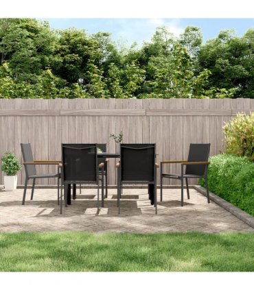 vidaXL Garden Chairs 6 pcs Black 55x61,5x90 cm Textilene and Steel