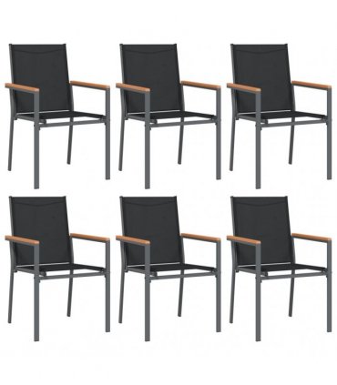 vidaXL Garden Chairs 6 pcs Black 55x61,5x90 cm Textilene and Steel
