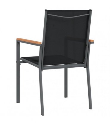 vidaXL Garden Chairs 6 pcs Black 55x61,5x90 cm Textilene and Steel