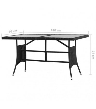 vidaXL Garden Table Black 140x80x74 cm Poly Rattan