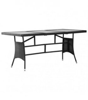 vidaXL Garden Table Black 170x80x74 cm Poly Rattan